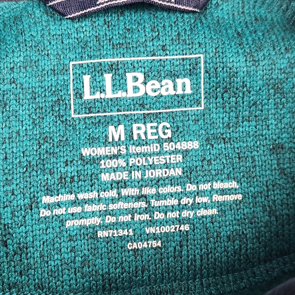 LL Bean Jacket Womens Medium Green Sweater Fleece Full Zip Sweatshirt Hiking - Picture 3 of 10